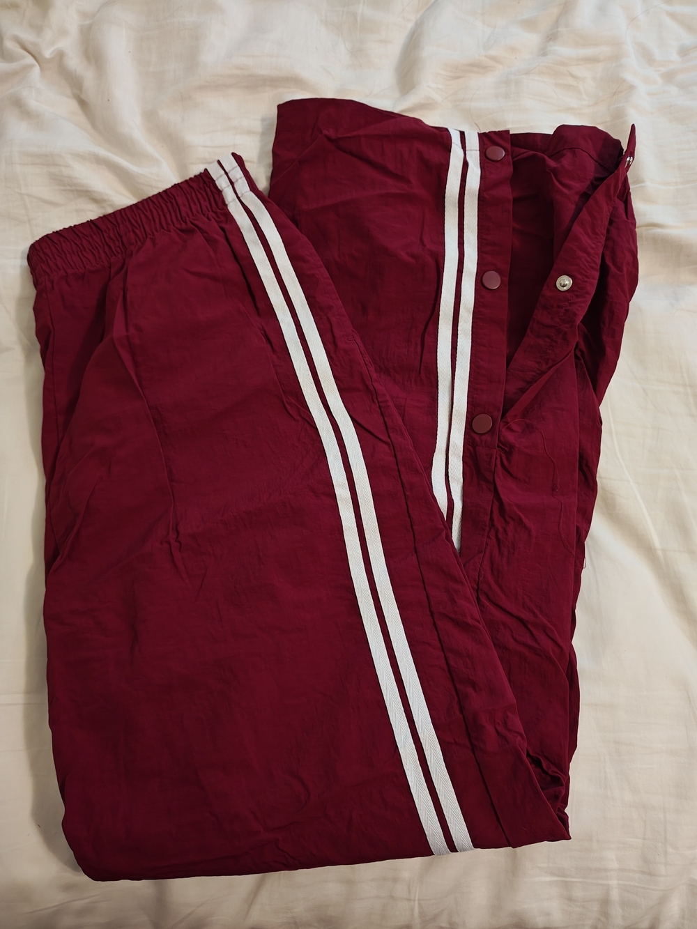 Women's Burgundy Track Pants with Side Stripes